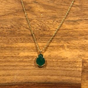 Kendra Scott drop necklace gold and green